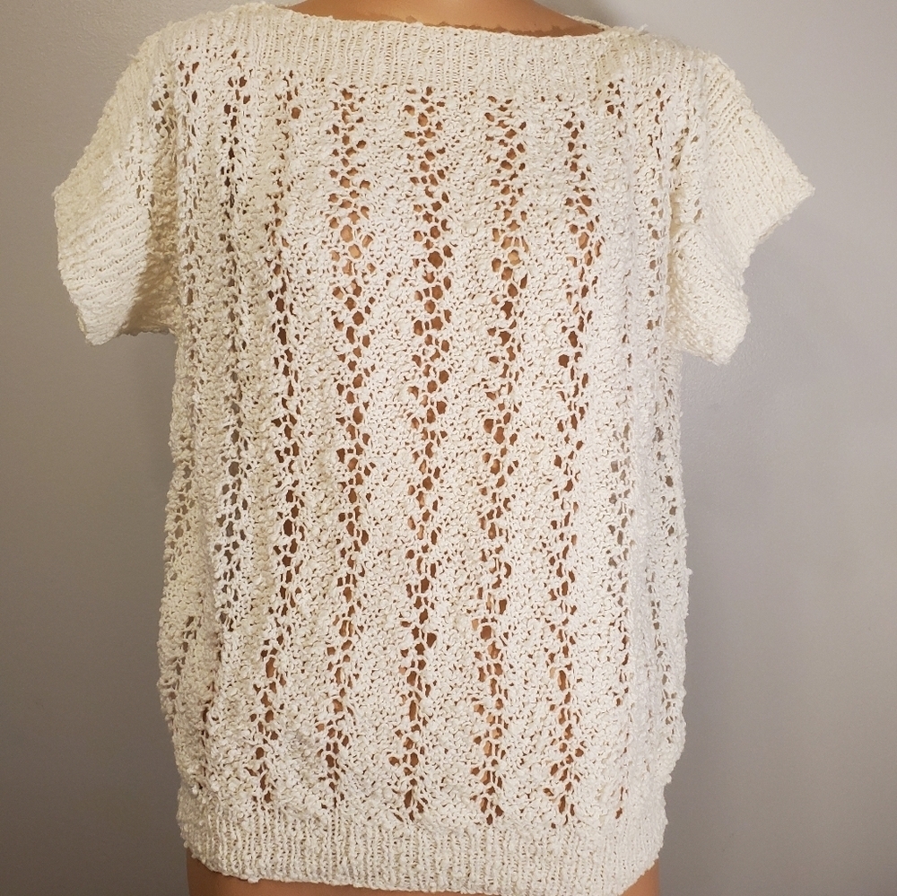Vintage Knitted Boat Neck Short Sleeve Sweater